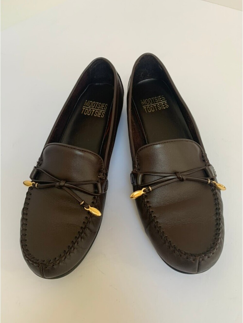 Vintage Mootsie Tootsie Momallory Style Brown Leather Loafer Shoes Size 7.5